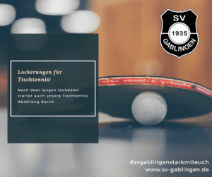 SV Gablingen - Restart Tischtennis
